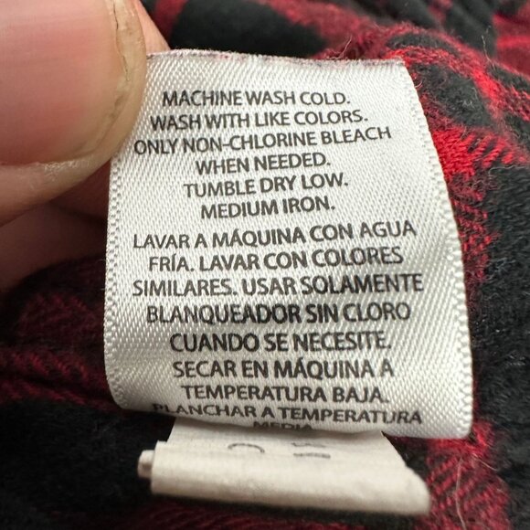 George Mens Red Black Plaid Long Sleeve Button Front Flannel Shirt Size XLT - Picture 6 of 6